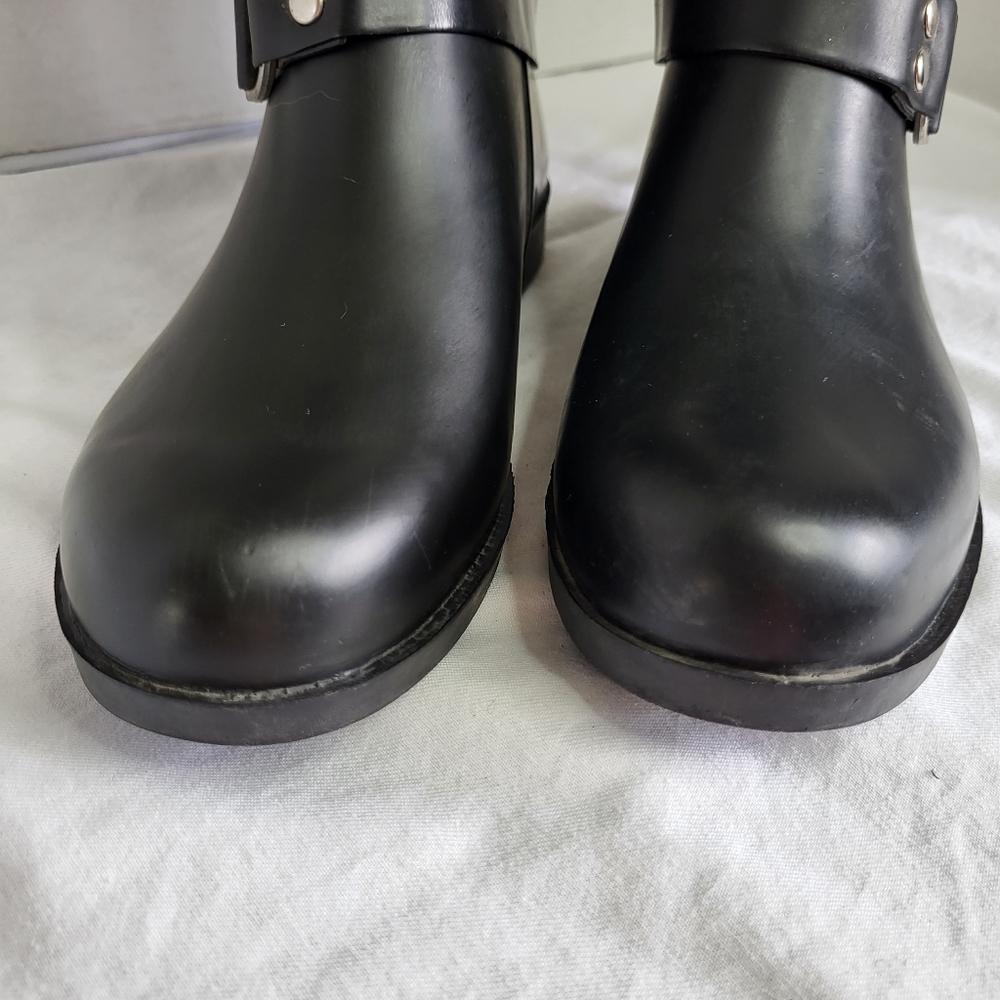 Pajar Moto Style Black Slip On Rain Boots Sz 5½ - Picture 12 of 15